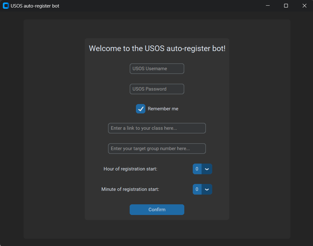 Usos registration bot